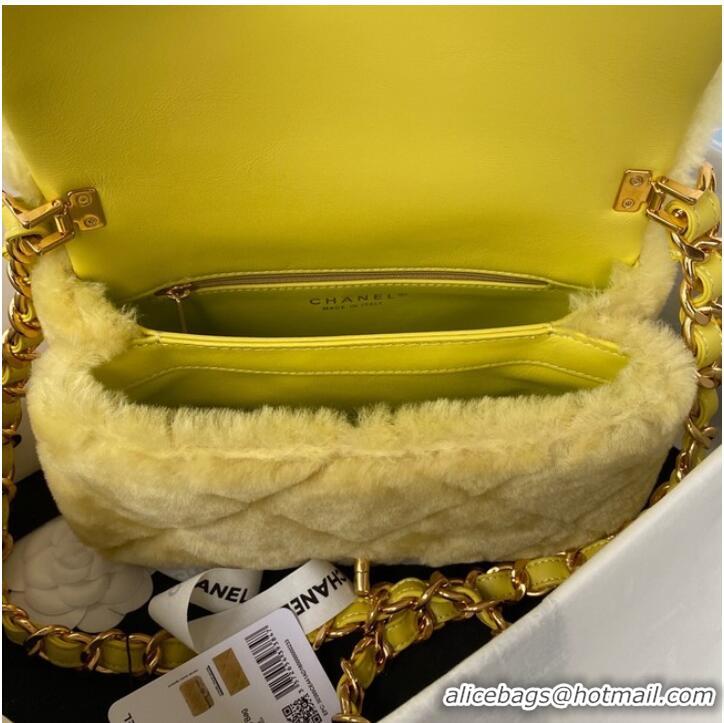 Top Quality CHANEL SMALL FLAP BAG & Gold-Tone Metal AS3499 yellow