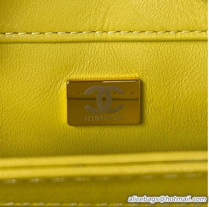 Top Quality CHANEL SMALL FLAP BAG & Gold-Tone Metal AS3499 yellow