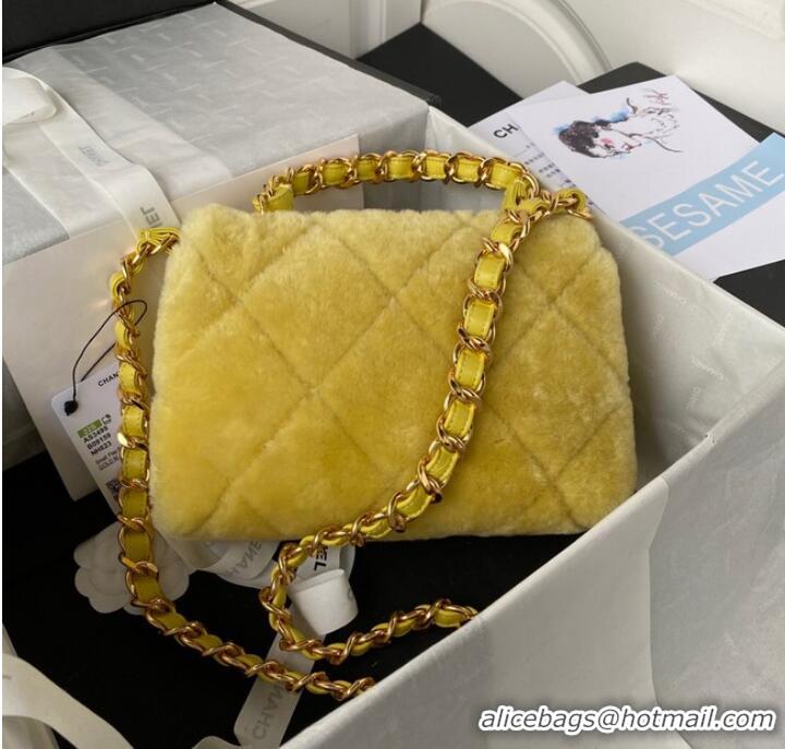 Top Quality CHANEL SMALL FLAP BAG & Gold-Tone Metal AS3499 yellow