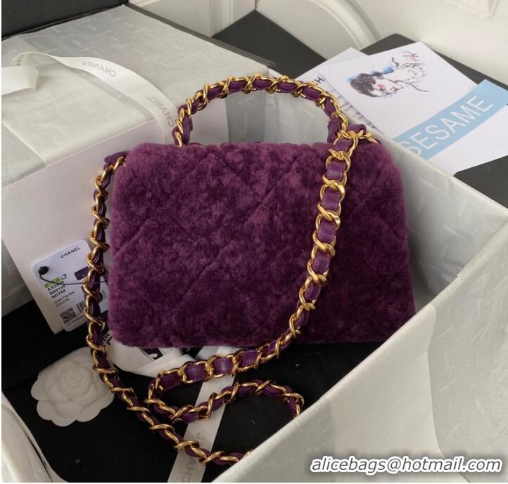 Reasonable Price CHANEL SMALL FLAP BAG & Gold-Tone Metal AS3499 purple