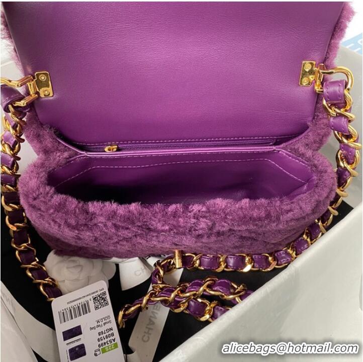 Reasonable Price CHANEL SMALL FLAP BAG & Gold-Tone Metal AS3499 purple