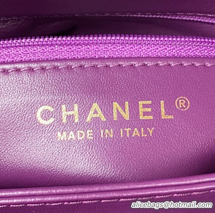 Reasonable Price CHANEL SMALL FLAP BAG & Gold-Tone Metal AS3499 purple