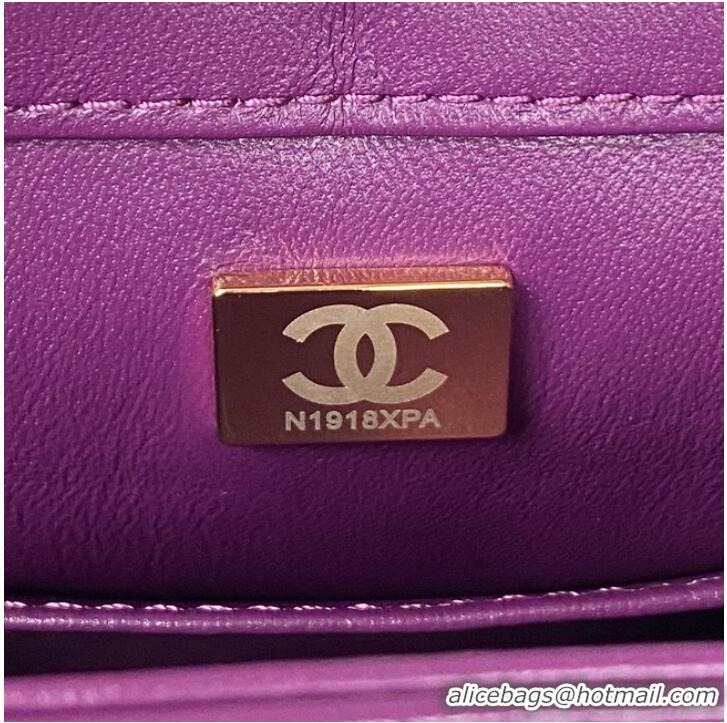 Reasonable Price CHANEL SMALL FLAP BAG & Gold-Tone Metal AS3499 purple