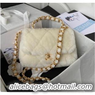 Well Crafted CHANEL SMALL FLAP BAG & Gold-Tone Metal AS3499 white