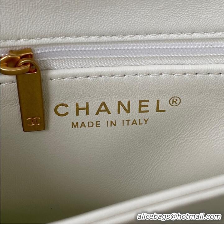 Well Crafted CHANEL SMALL FLAP BAG & Gold-Tone Metal AS3499 white