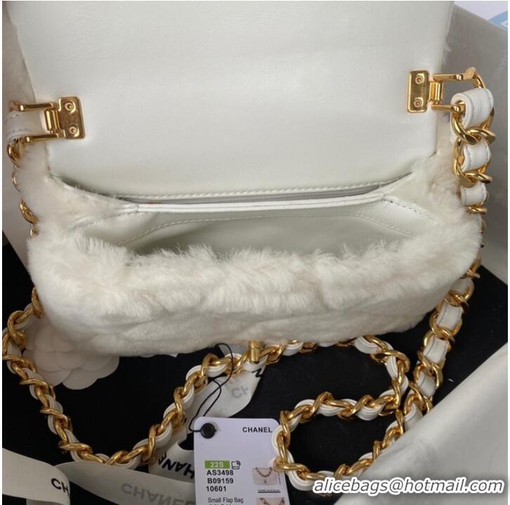 Trendy Design CHANEL SMALL FLAP BAG & Gold-Tone Metal AS3498 white