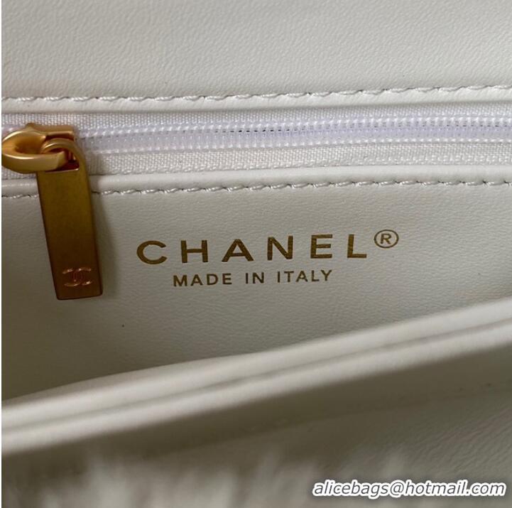 Trendy Design CHANEL SMALL FLAP BAG & Gold-Tone Metal AS3498 white