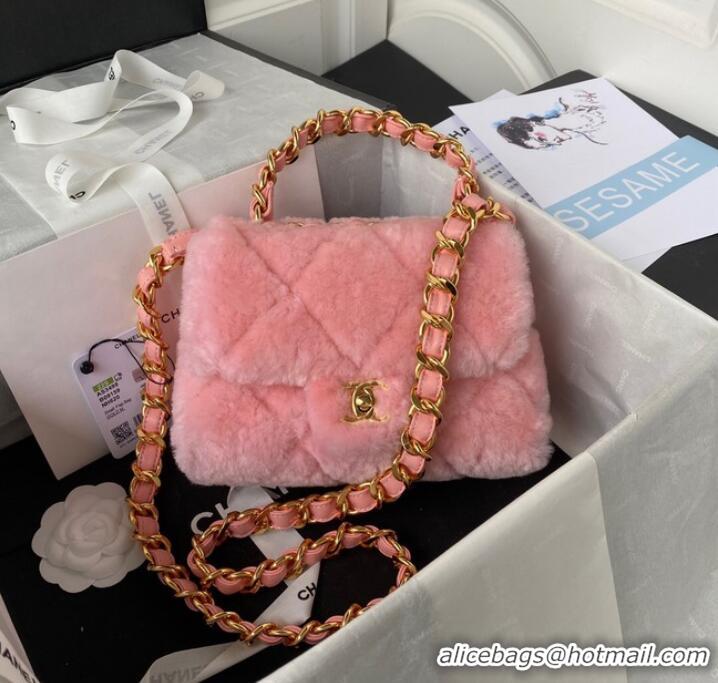 Inexpensive CHANEL SMALL FLAP BAG & Gold-Tone Metal AS3498 pink