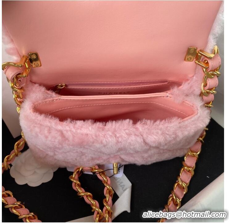 Inexpensive CHANEL SMALL FLAP BAG & Gold-Tone Metal AS3498 pink