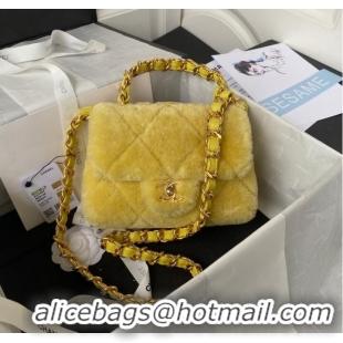 Good Product CHANEL SMALL FLAP BAG & Gold-Tone Metal AS3498 yellow