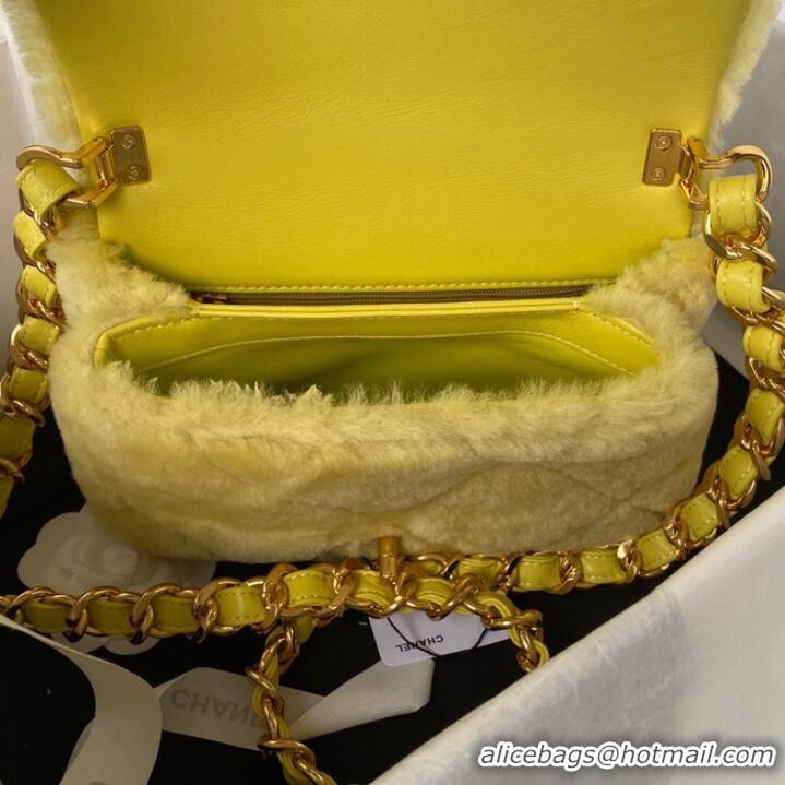 Good Product CHANEL SMALL FLAP BAG & Gold-Tone Metal AS3498 yellow