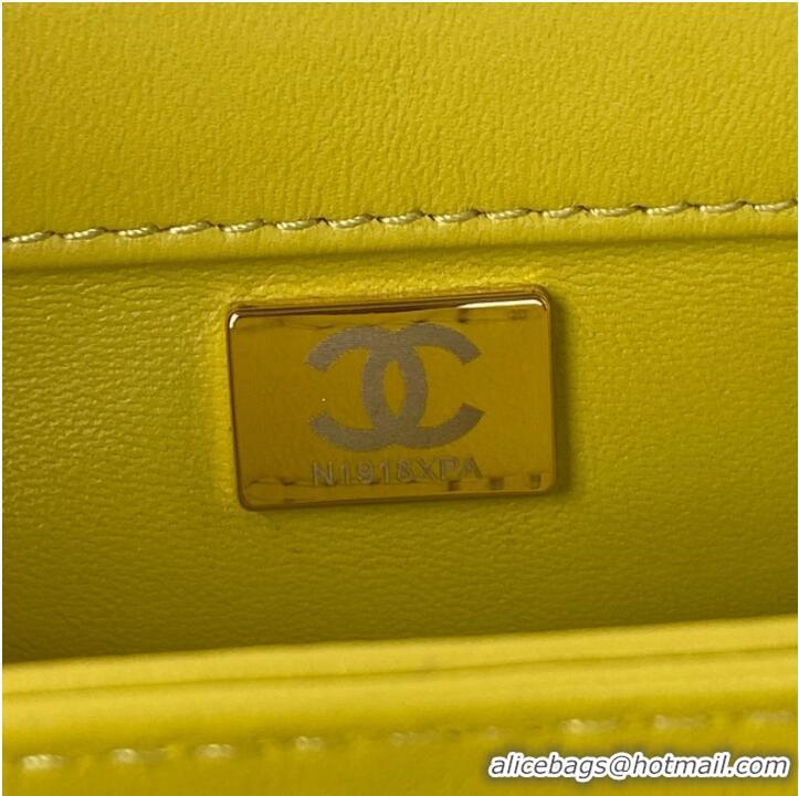 Good Product CHANEL SMALL FLAP BAG & Gold-Tone Metal AS3498 yellow