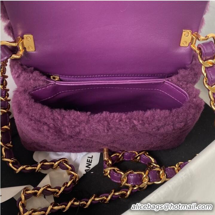 Grade Quality CHANEL SMALL FLAP BAG & Gold-Tone Metal AS3498 purple