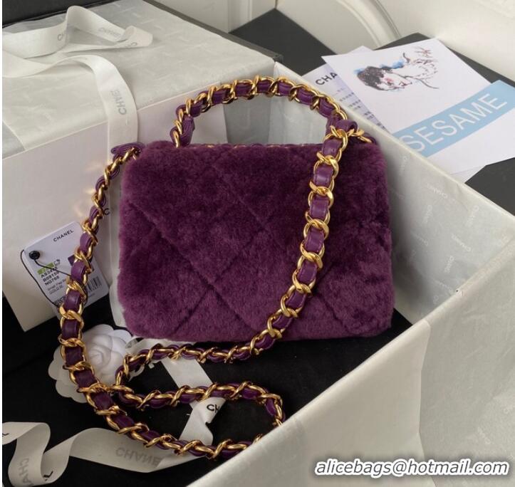 Grade Quality CHANEL SMALL FLAP BAG & Gold-Tone Metal AS3498 purple