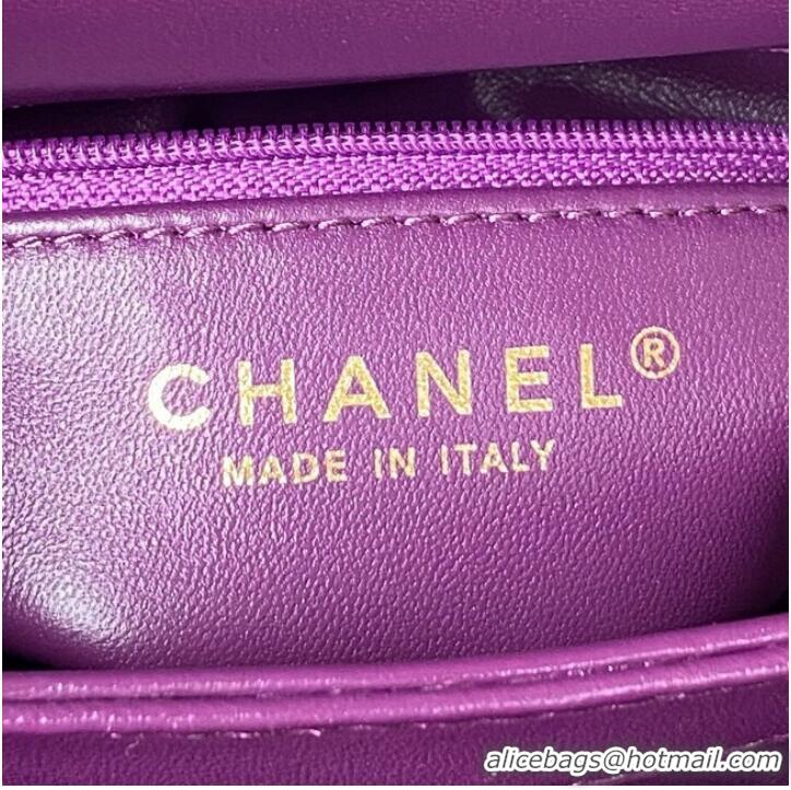 Grade Quality CHANEL SMALL FLAP BAG & Gold-Tone Metal AS3498 purple