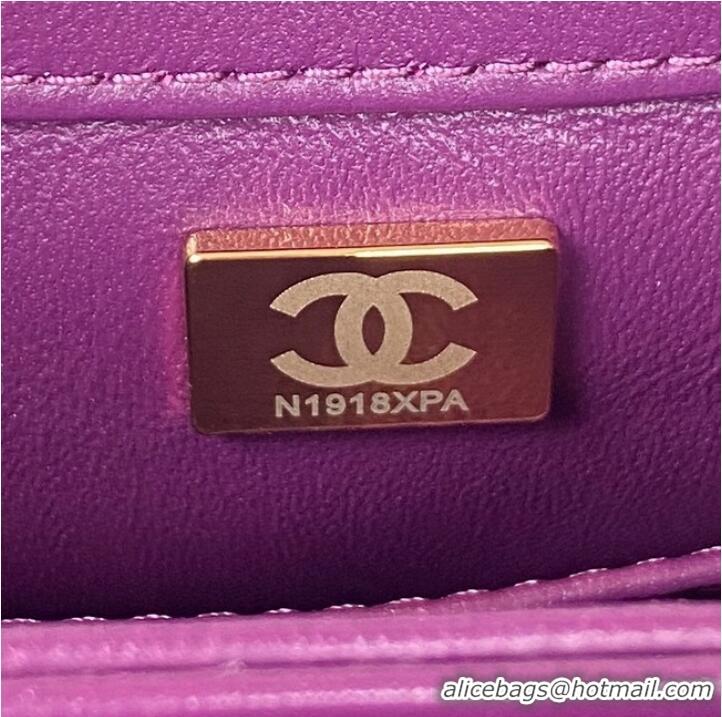 Grade Quality CHANEL SMALL FLAP BAG & Gold-Tone Metal AS3498 purple