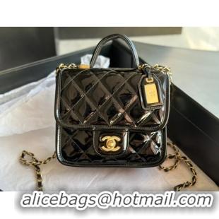 Top Quality Chanel MINI FLAP BAG WITH TOP HANDLE AS3652 black