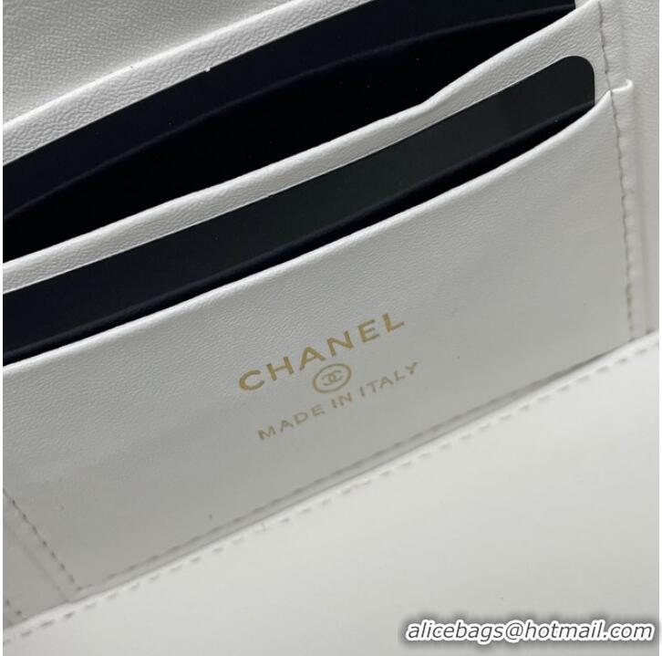 Top Quality Chanel mini Shoulder Bag Lambskin & Gold-Tone Metal 81208 white