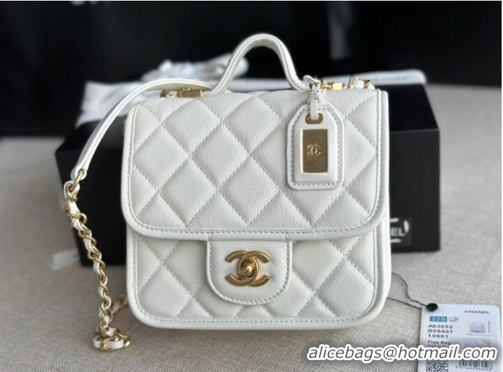 Good Quality Chanel MINI FLAP BAG WITH TOP HANDLE AS3652 white