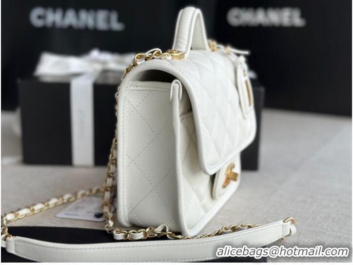 Good Quality Chanel MINI FLAP BAG WITH TOP HANDLE AS3652 white