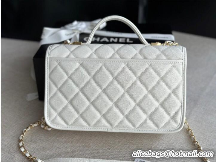 Promotional Chanel SMALL FLAP BAG WITH TOP HANDLE AS3653 white