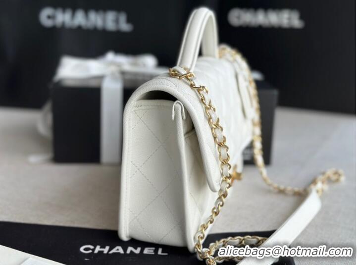 Promotional Chanel SMALL FLAP BAG WITH TOP HANDLE AS3653 white