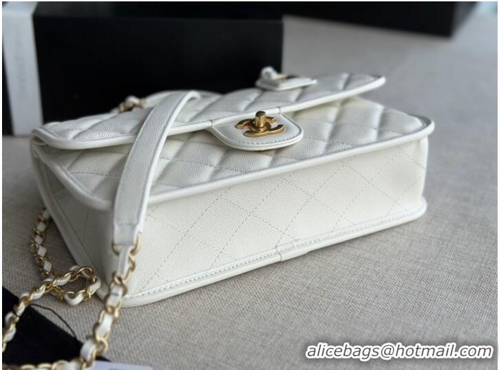 Promotional Chanel SMALL FLAP BAG WITH TOP HANDLE AS3653 white