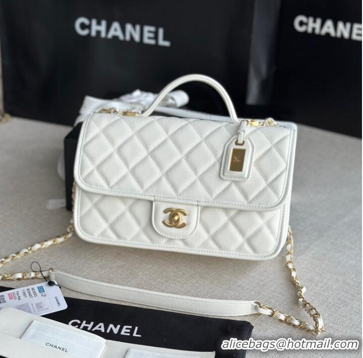 Promotional Chanel SMALL FLAP BAG WITH TOP HANDLE AS3653 white