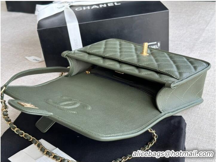 Reasonable Price Chanel MINI FLAP BAG WITH TOP HANDLE AS3652 blackish green