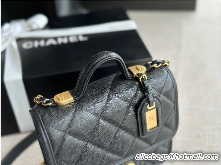 Reasonable Price Chanel MINI FLAP BAG WITH TOP HANDLE Grained Calfskin AS3652 black