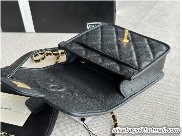 Reasonable Price Chanel MINI FLAP BAG WITH TOP HANDLE Grained Calfskin AS3652 black