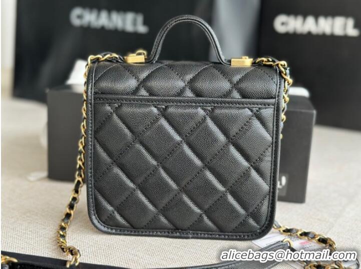 Reasonable Price Chanel MINI FLAP BAG WITH TOP HANDLE Grained Calfskin AS3652 black