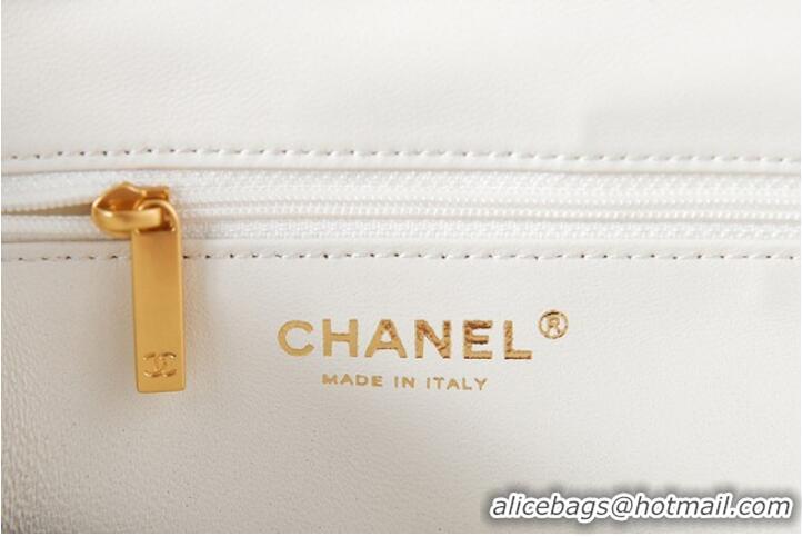 Good Product CHANEL Grained Calfskin & Gold-Tone Metal SHOPPING BAG AS3583 white