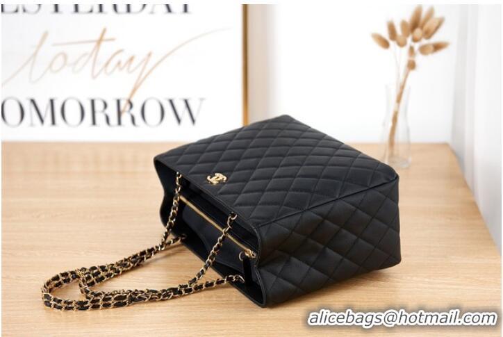 Traditional Specials CHANEL Grained Calfskin & Gold-Tone Metal SHOPPING BAG AS3583 black