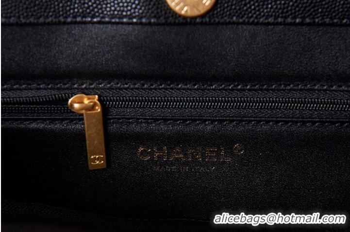 Traditional Specials CHANEL Grained Calfskin & Gold-Tone Metal SHOPPING BAG AS3583 black