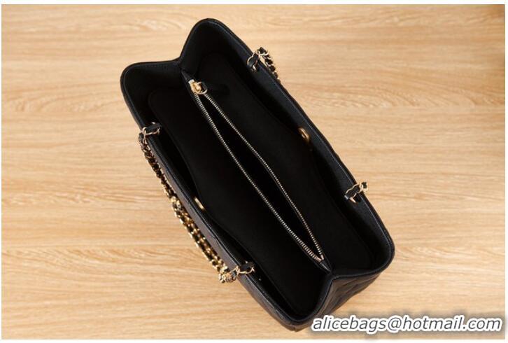 Traditional Specials CHANEL Grained Calfskin & Gold-Tone Metal SHOPPING BAG AS3583 black