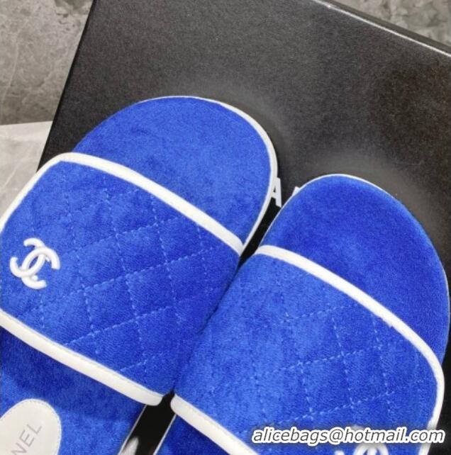 Perfect Chanel Towel Flat Slide Sandals Sky Blue/White 082511