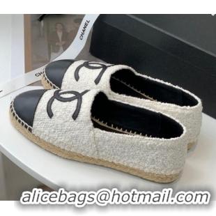 Good Looking Chanel Tweed Espadrilles G29762 White