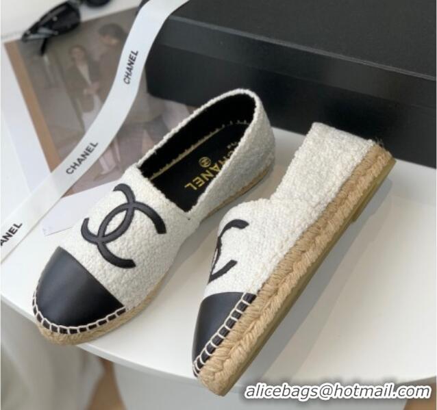 Good Looking Chanel Tweed Espadrilles G29762 White