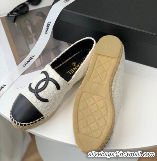 Good Looking Chanel Tweed Espadrilles G29762 White