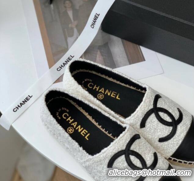 Good Looking Chanel Tweed Espadrilles G29762 White