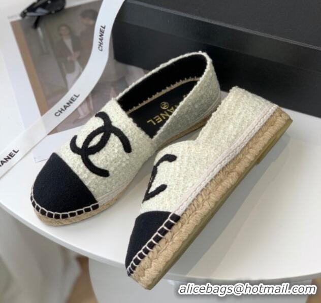 Popular Style Chanel Tweed Espadrilles G29762 Light Beige