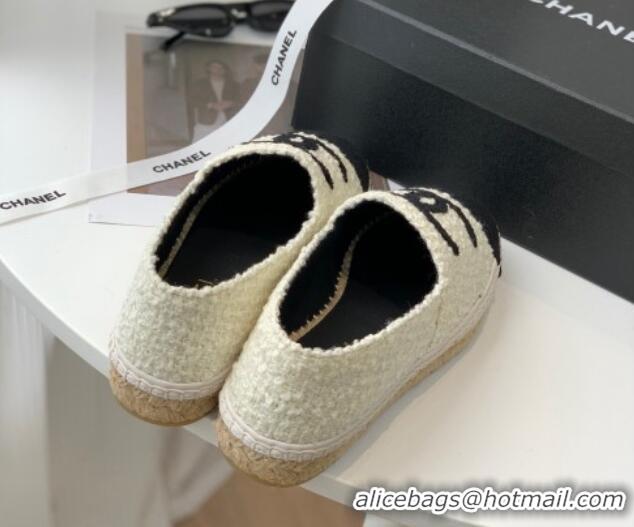 Popular Style Chanel Tweed Espadrilles G29762 Light Beige