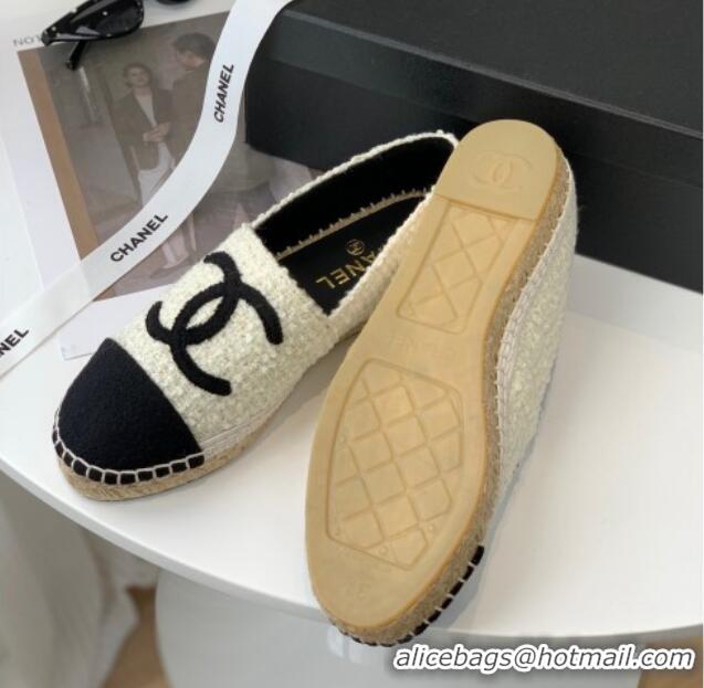 Popular Style Chanel Tweed Espadrilles G29762 Light Beige