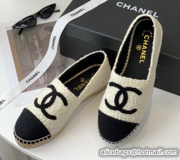 Popular Style Chanel Tweed Espadrilles G29762 Light Beige