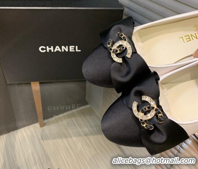 Sumptuous Chanel Calfskin Ballerinas with Bow White 082734