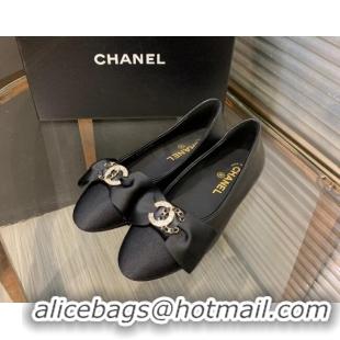 Classic Hot Chanel Calfskin Ballerinas with Bow Black 082735