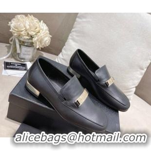 Perfect Chanel Calfskin Loafers with CHANEL Metal Black 082737