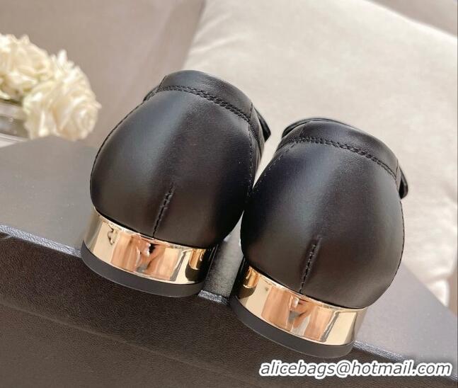 Perfect Chanel Calfskin Loafers with CHANEL Metal Black 082737