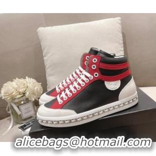 Sumptuous Chanel Calfskin High-top Sneakers Black 082739